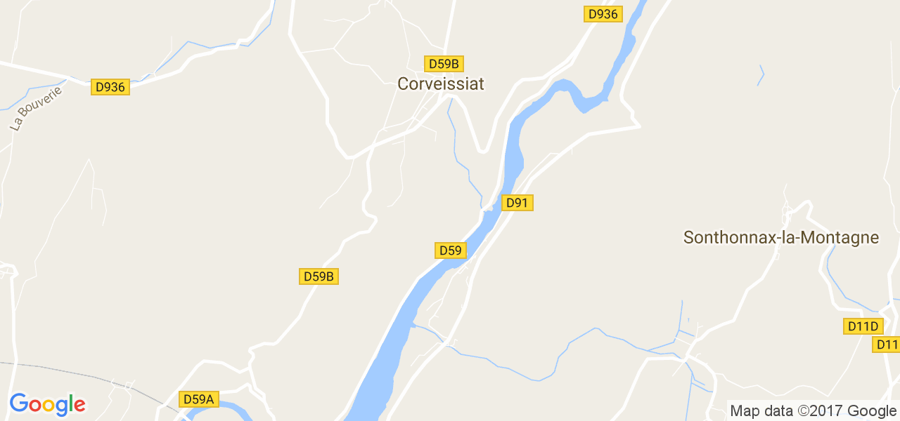 map de la ville de Corveissiat