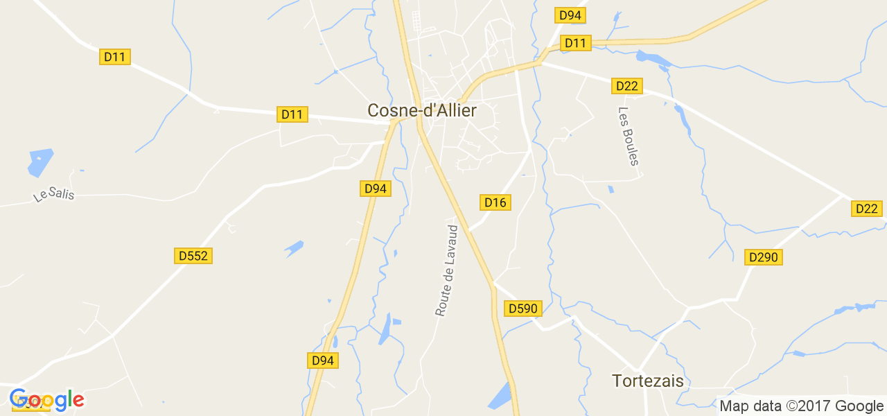 map de la ville de Cosne-d'Allier