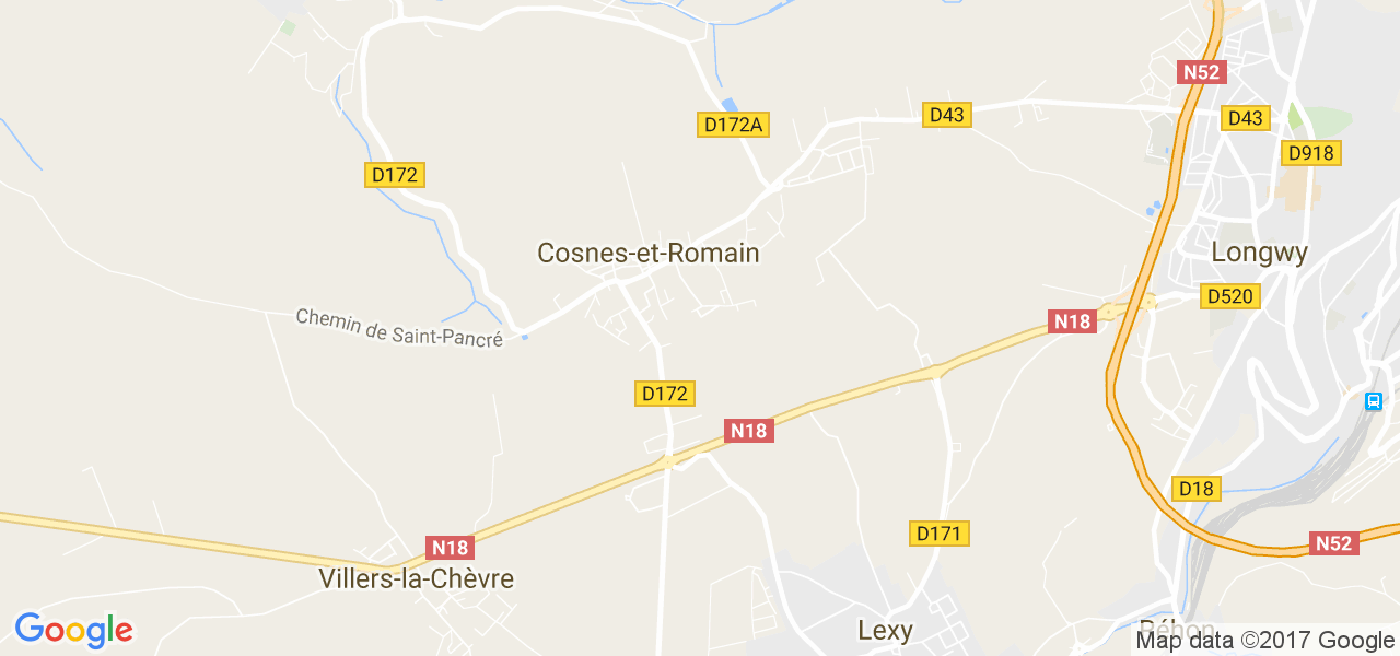 map de la ville de Cosnes-et-Romain