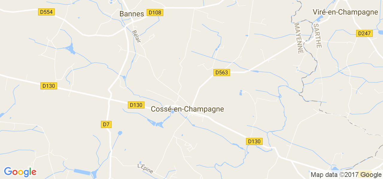 map de la ville de Cossé-en-Champagne