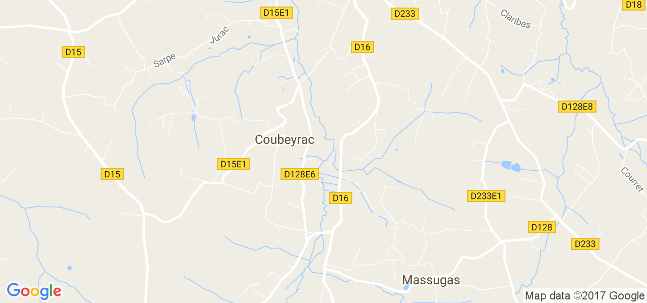 map de la ville de Coubeyrac