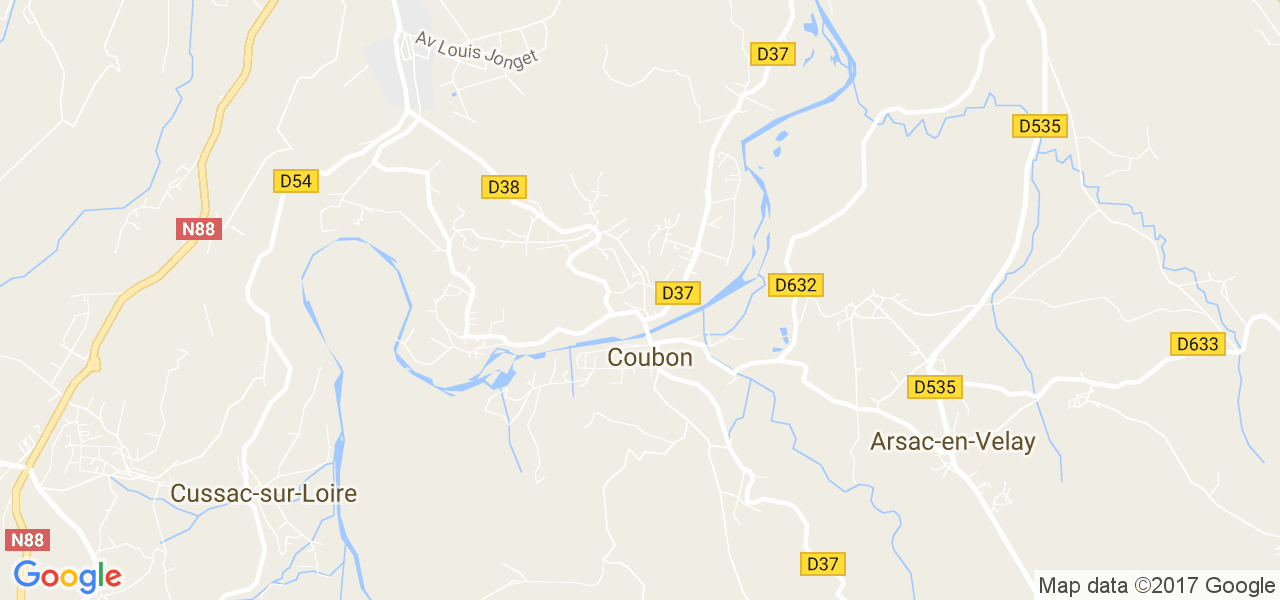 map de la ville de Coubon