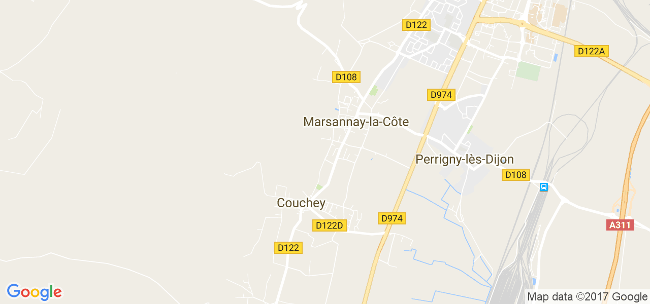 map de la ville de Couchey