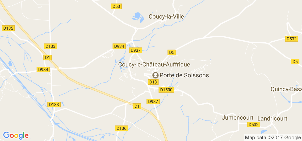 map de la ville de Coucy-le-Château-Auffrique