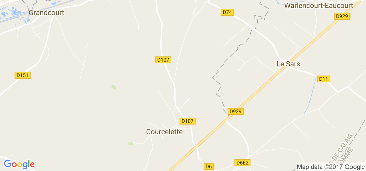 map de la ville de Courcelette