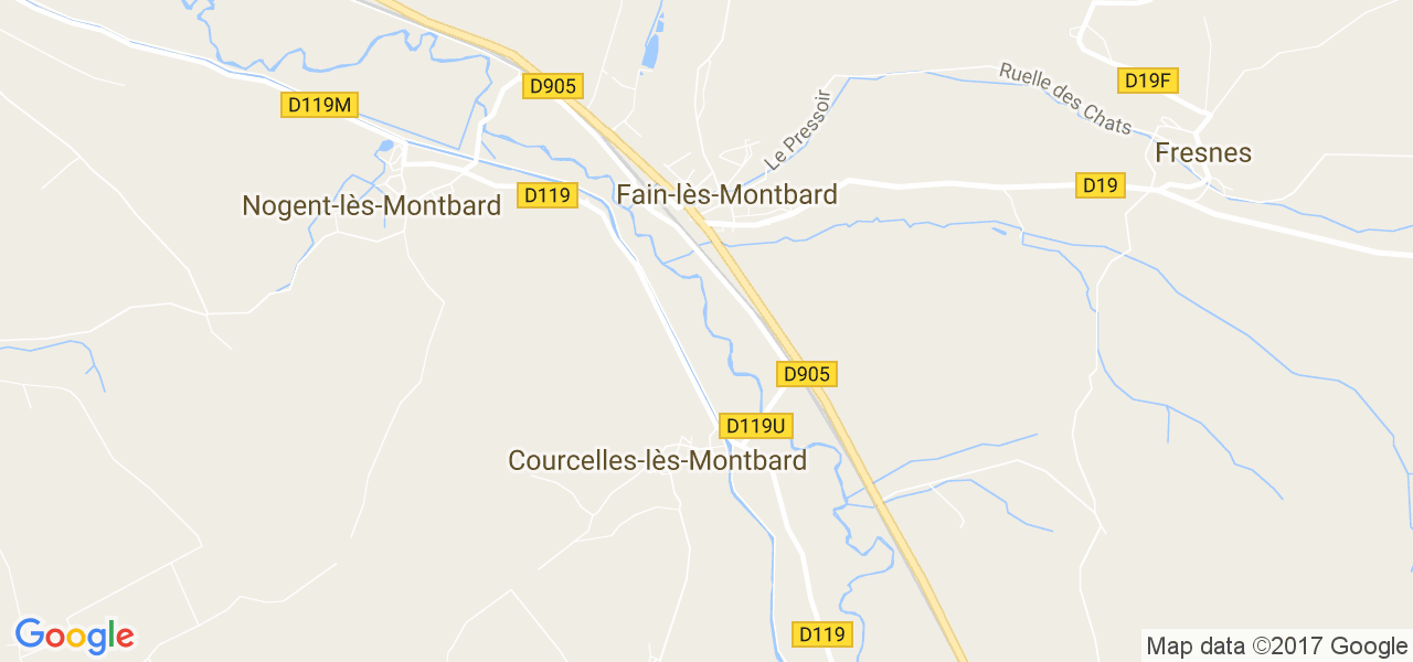 map de la ville de Courcelles-lès-Montbard