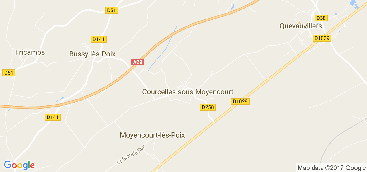 map de la ville de Courcelles-sous-Moyencourt