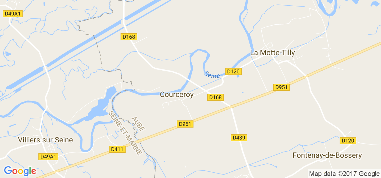 map de la ville de Courceroy