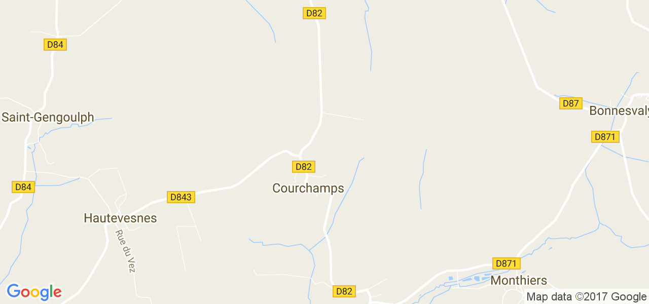 map de la ville de Courchamps