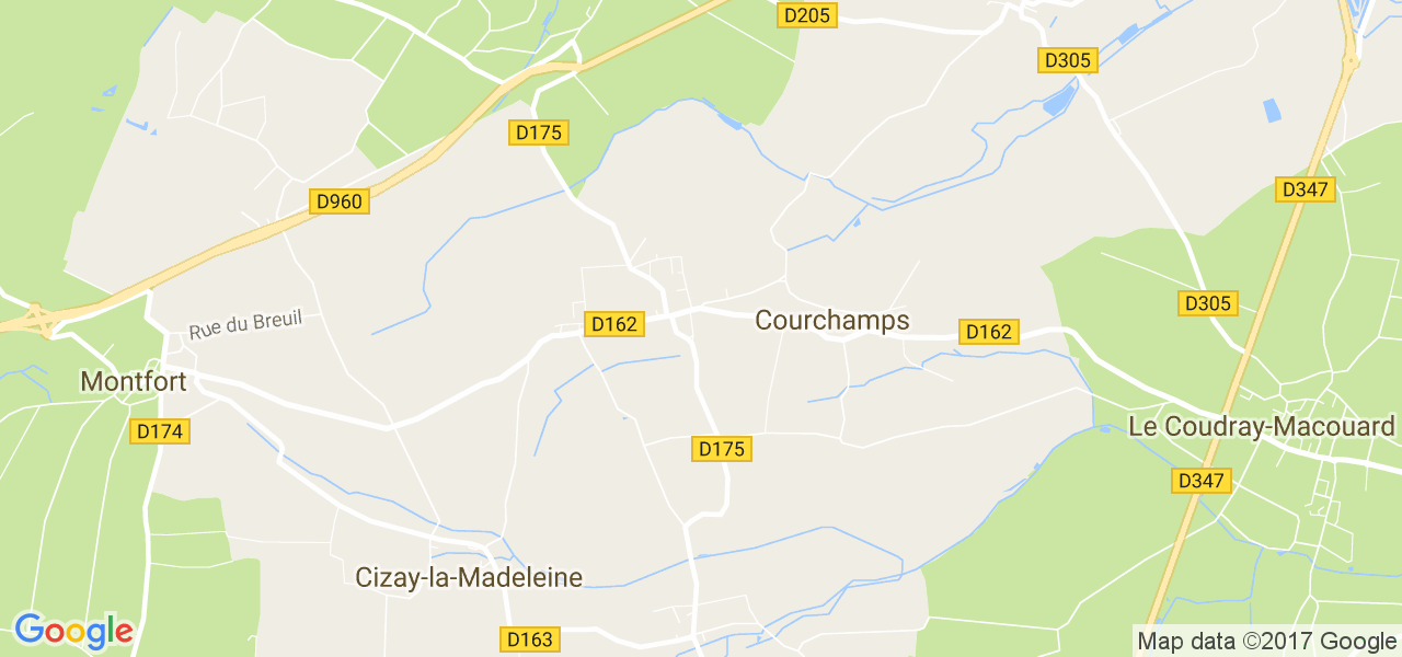 map de la ville de Courchamps