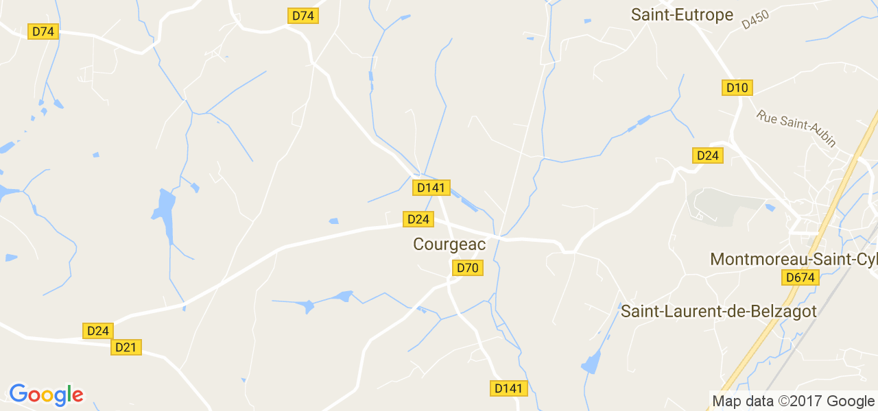 map de la ville de Courgeac