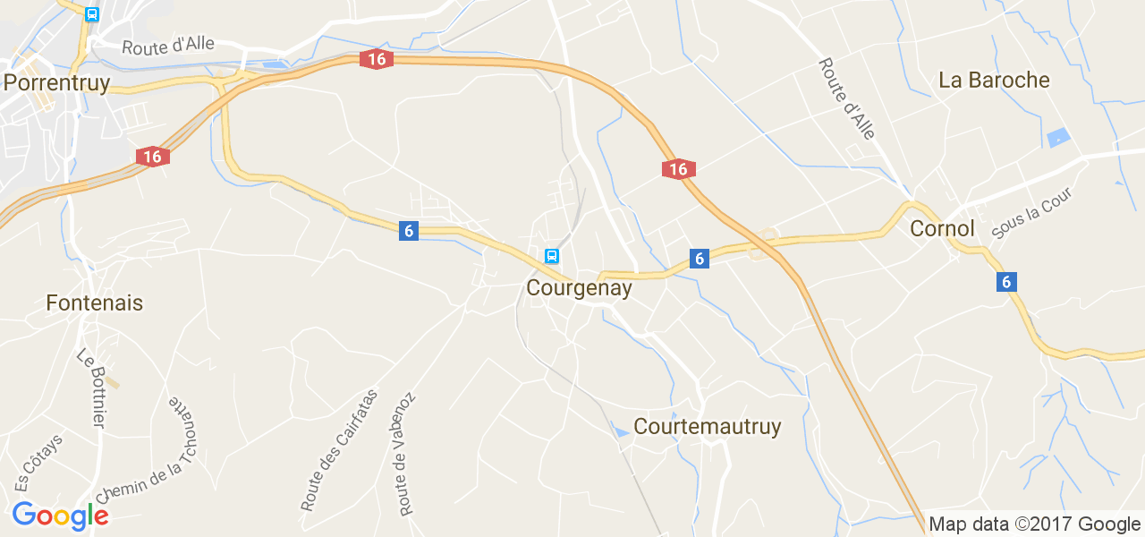 map de la ville de Courgenay