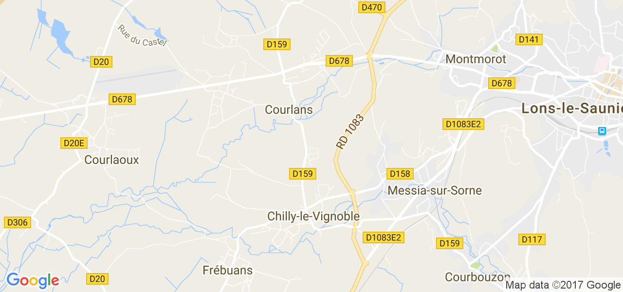 map de la ville de Courlans