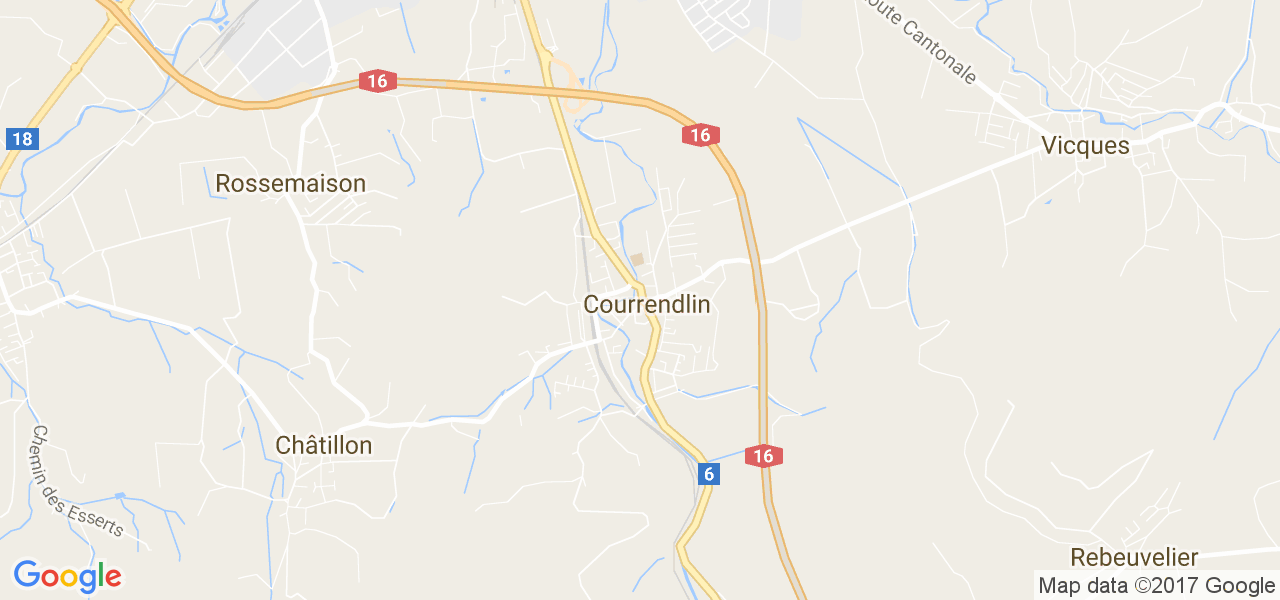 map de la ville de Courrendlin