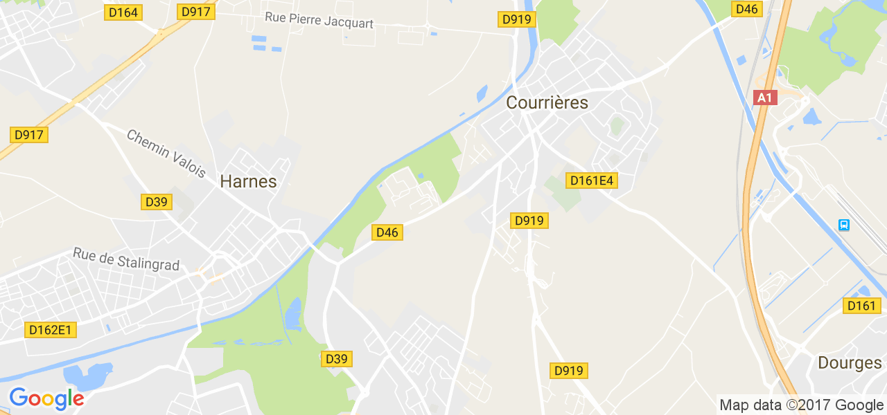 map de la ville de Courrières