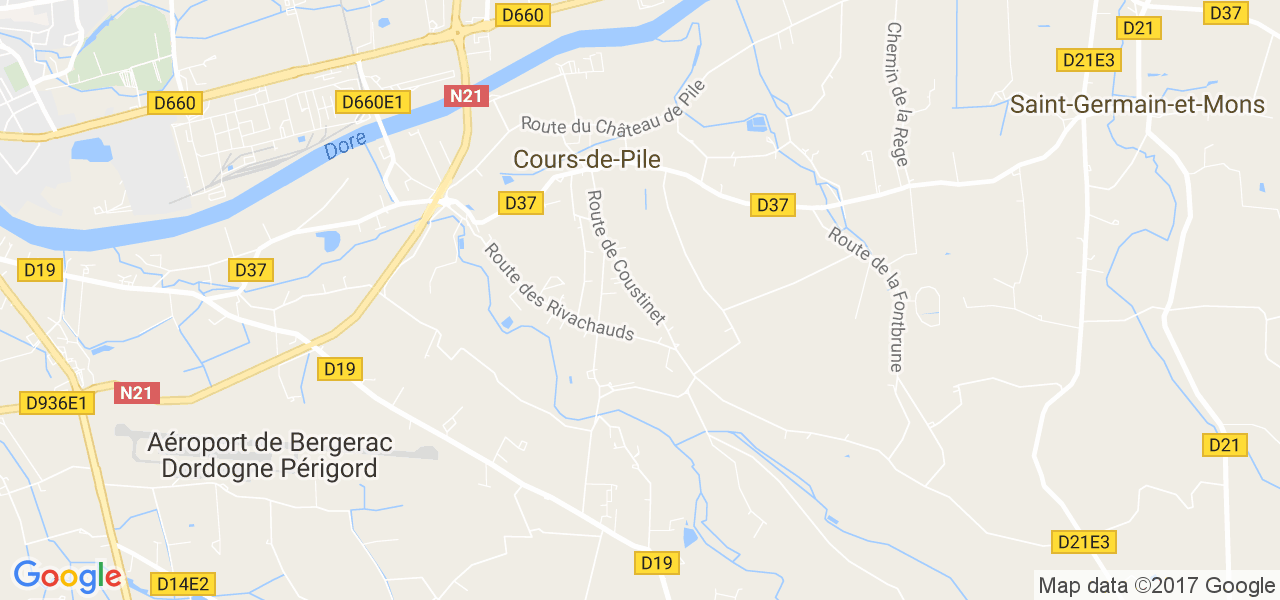 map de la ville de Cours-de-Pile