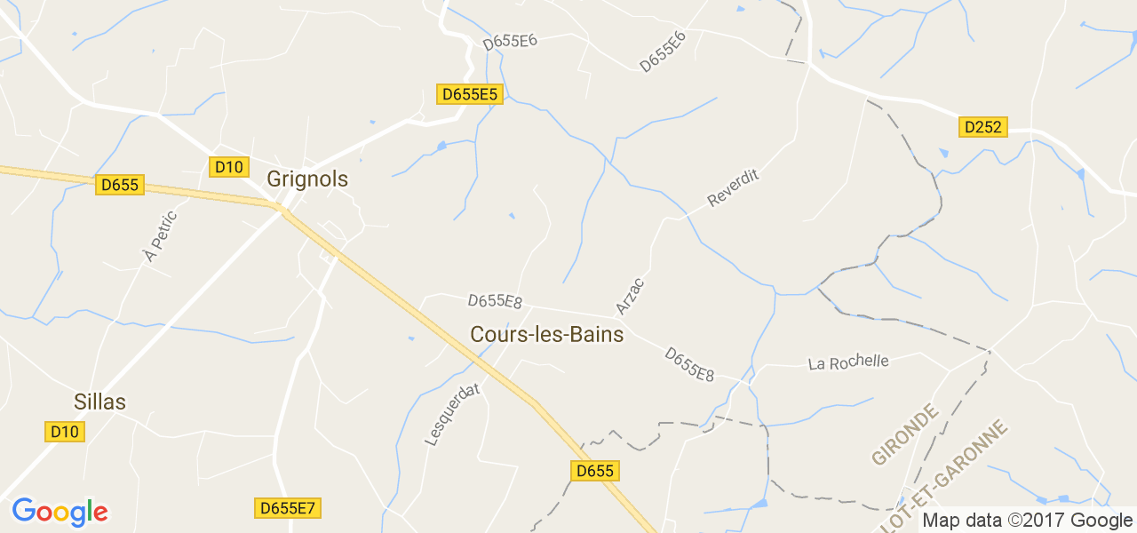 map de la ville de Cours-les-Bains