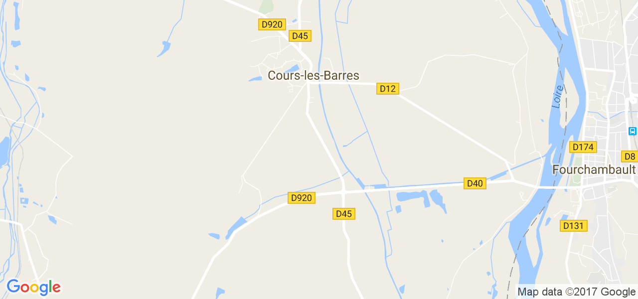 map de la ville de Cours-les-Barres