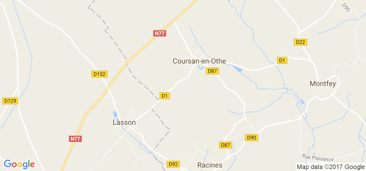 map de la ville de Coursan-en-Othe