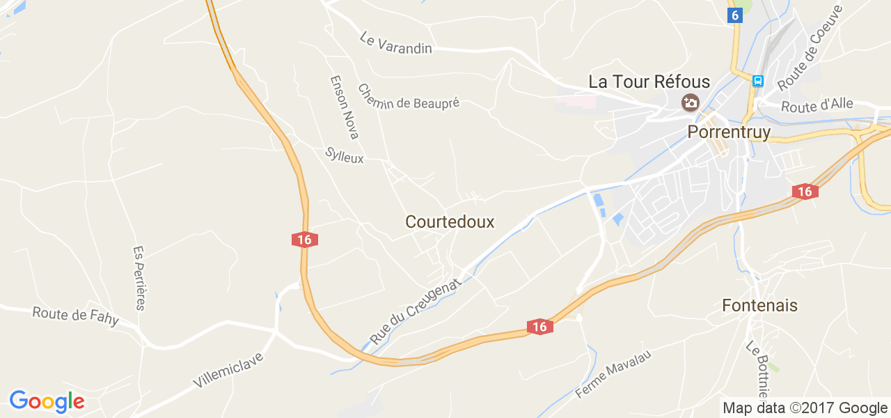 map de la ville de Courtedoux