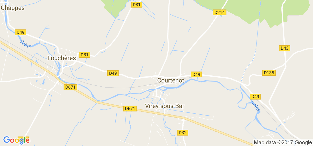 map de la ville de Courtenot