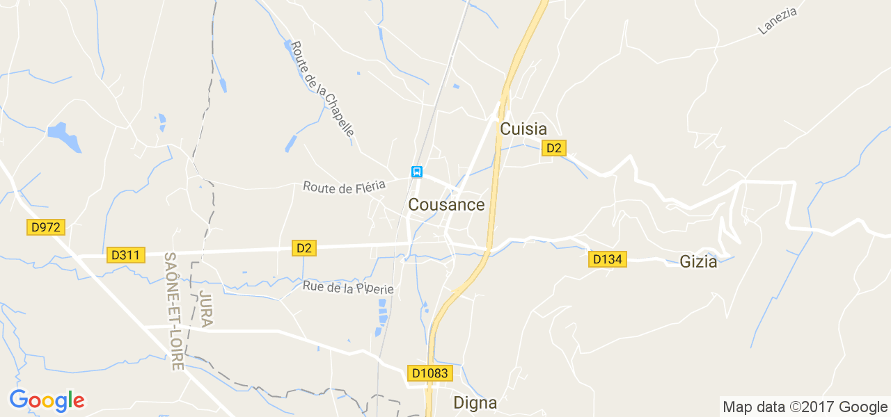 map de la ville de Cousance