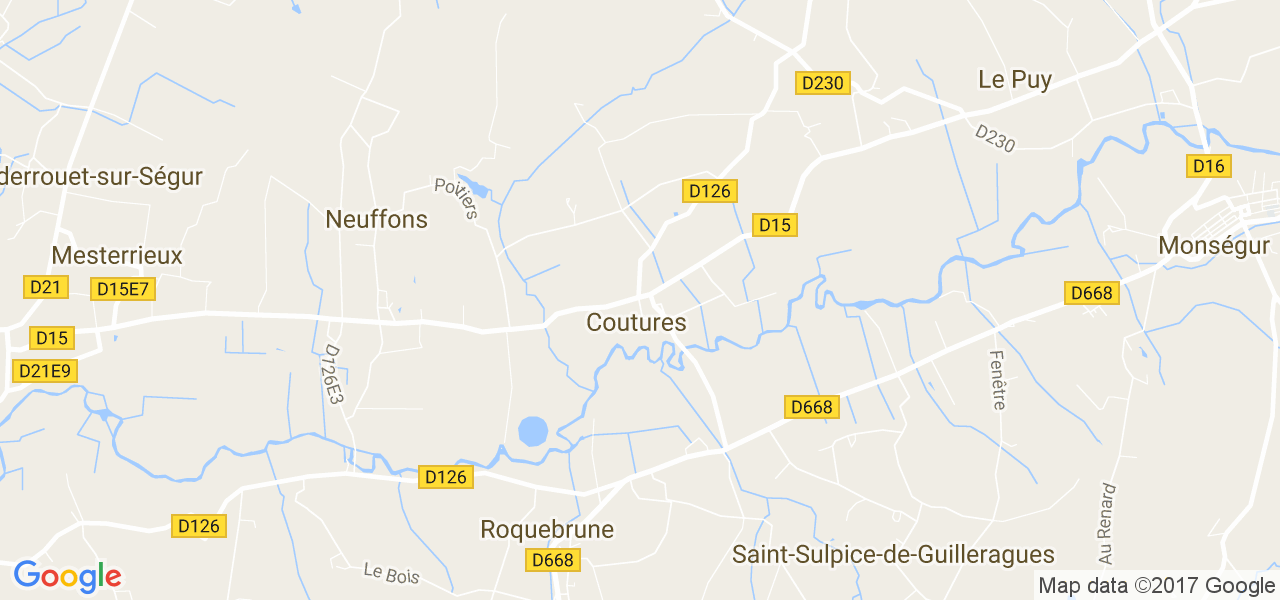 map de la ville de Coutures