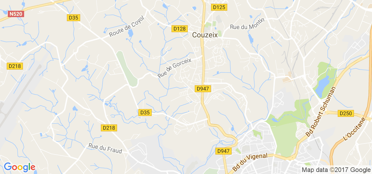 map de la ville de Couzeix