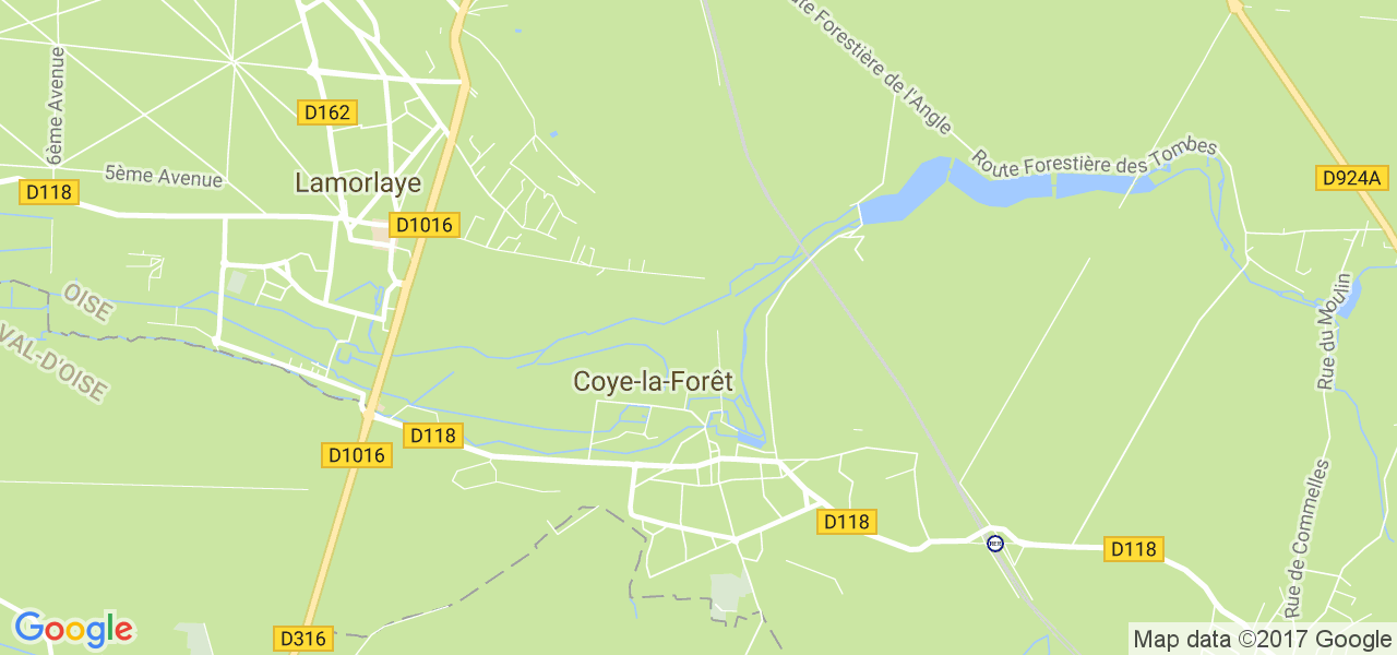 map de la ville de Coye-la-Forêt