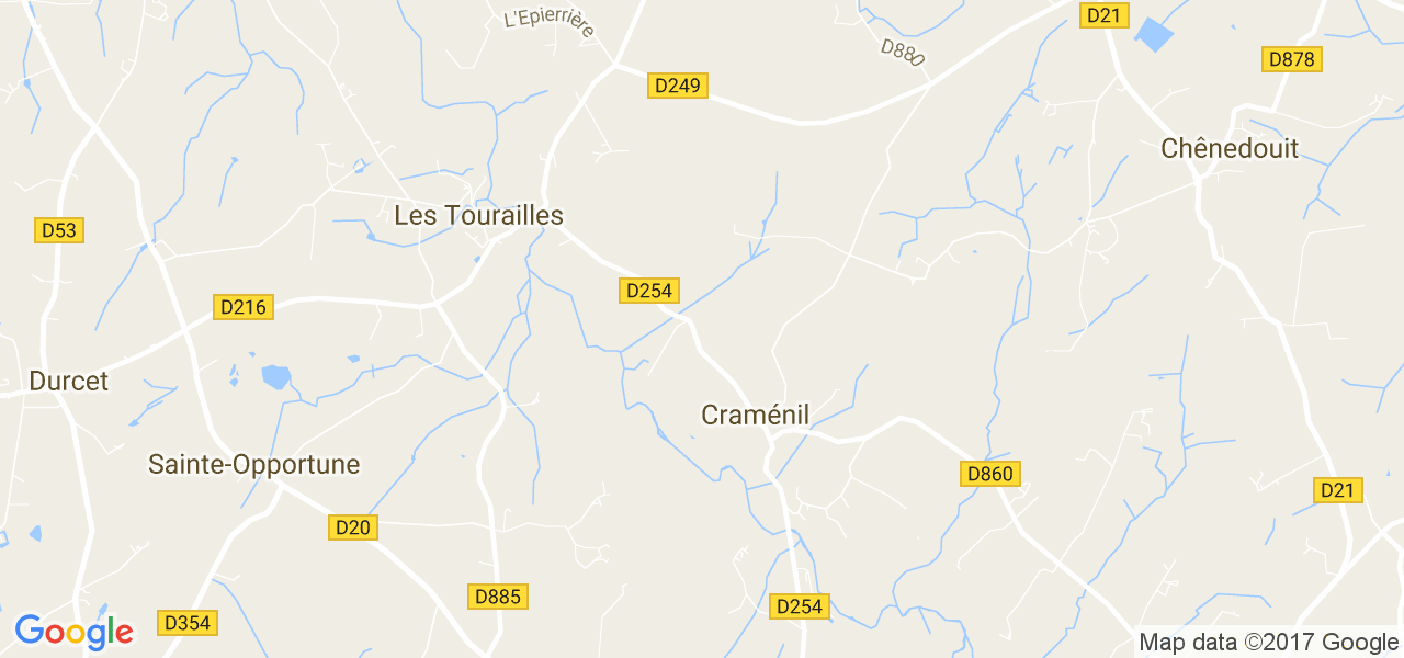 map de la ville de Craménil