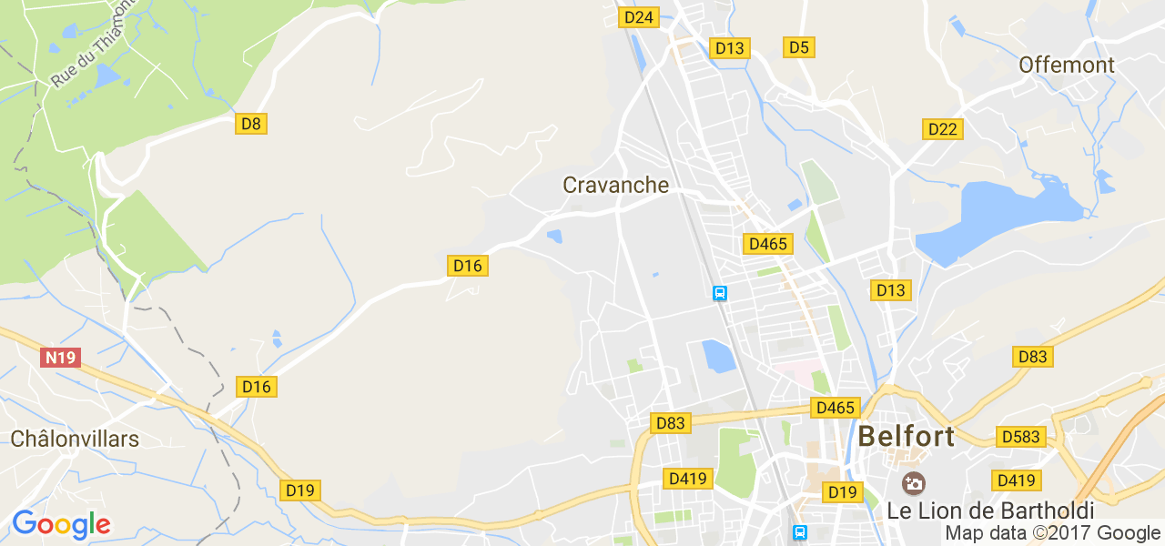 map de la ville de Cravanche
