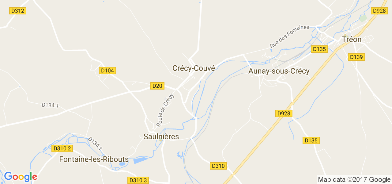 map de la ville de Crécy-Couvé