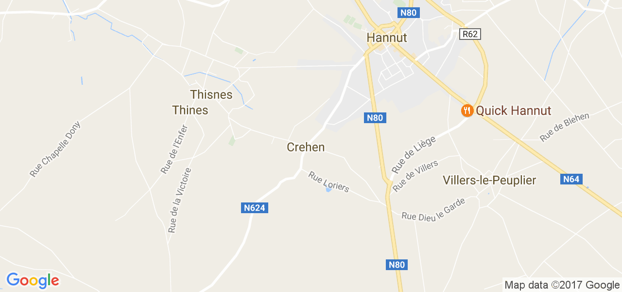 map de la ville de Crehen