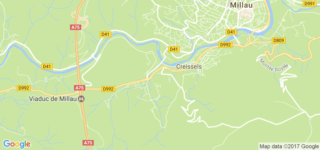 map de la ville de Creissels