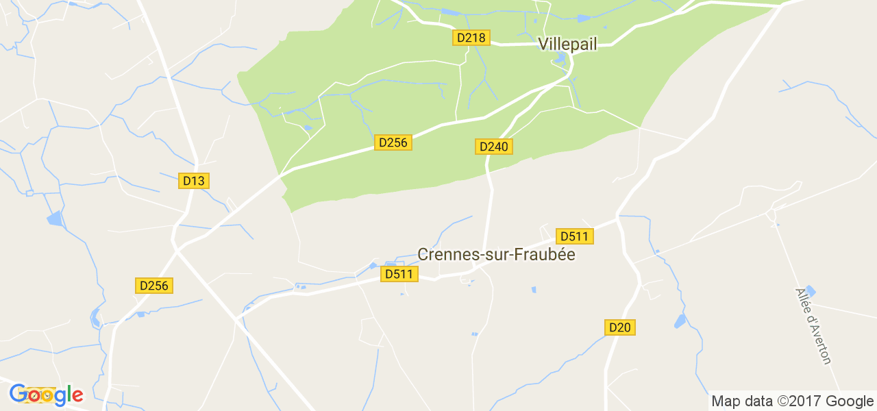 map de la ville de Crennes-sur-Fraubée