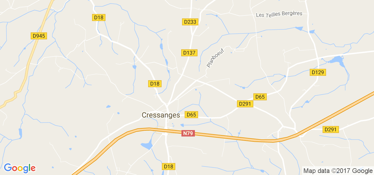 map de la ville de Cressanges