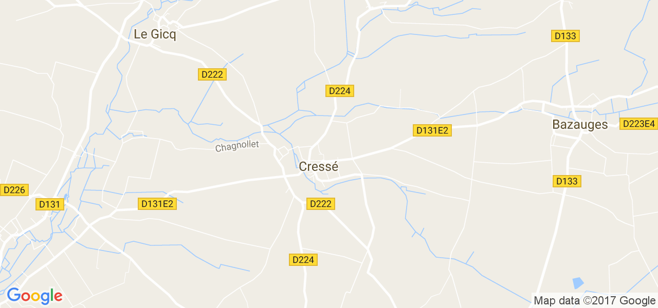 map de la ville de Cressé