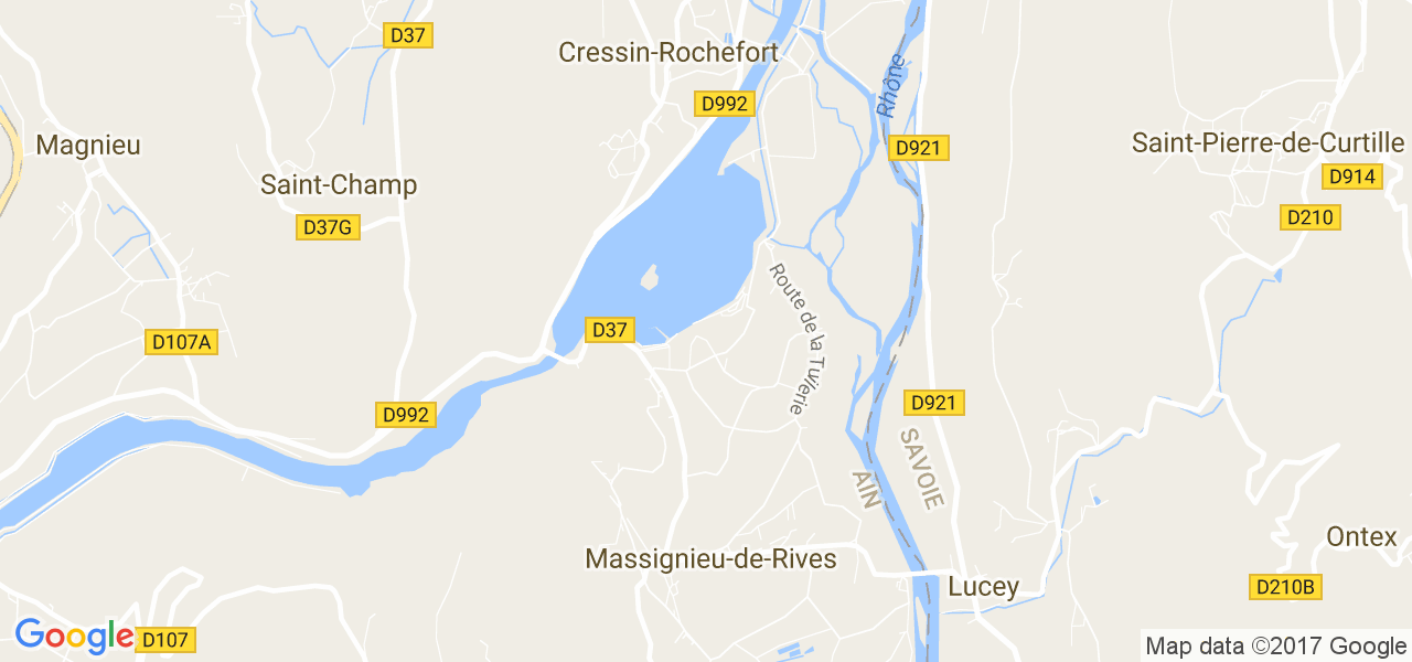 map de la ville de Cressin-Rochefort