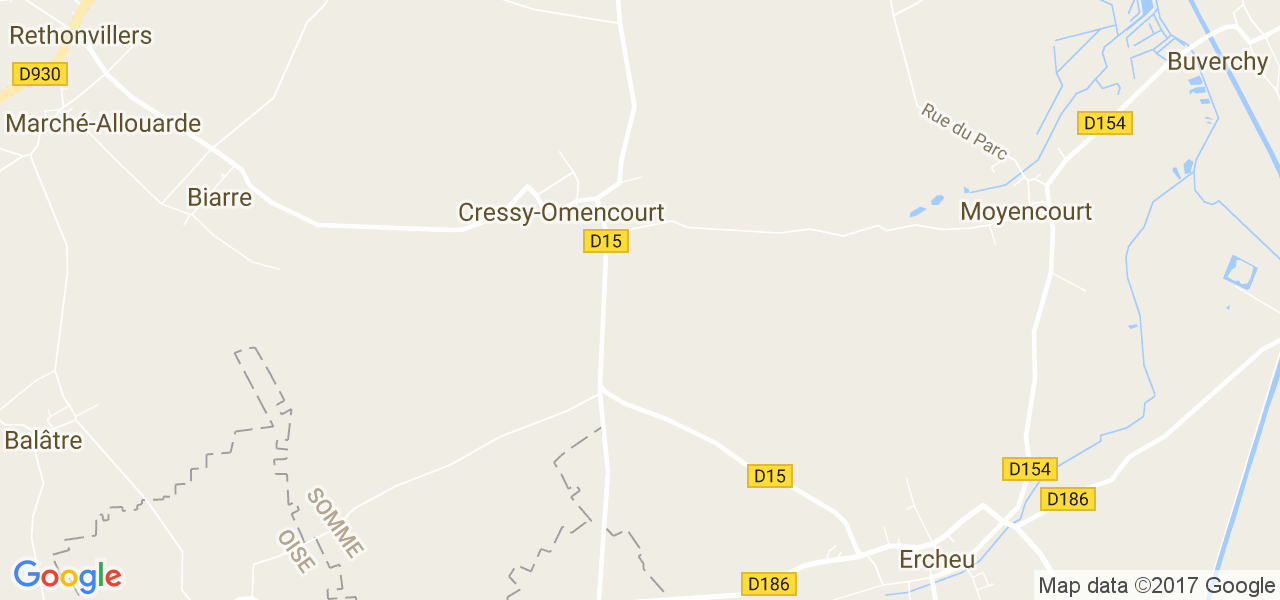 map de la ville de Cressy-Omencourt