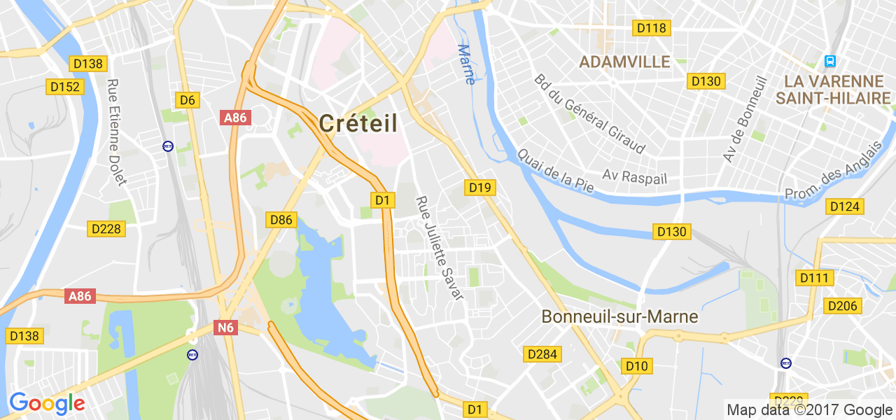 map de la ville de Créteil