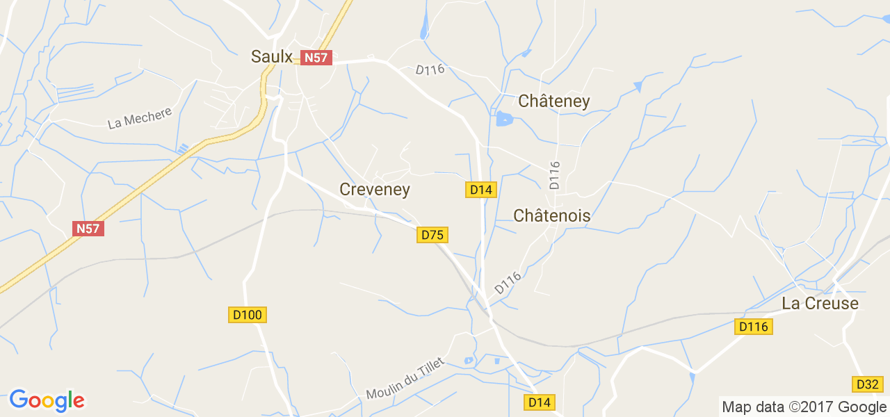 map de la ville de Creveney