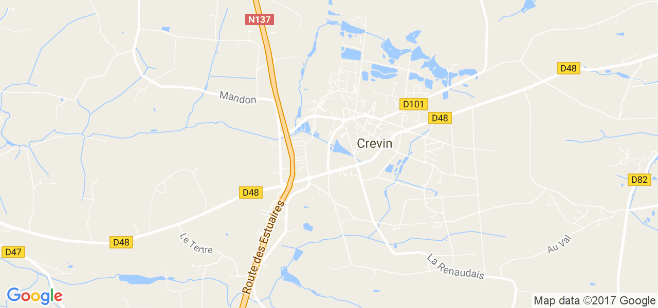 map de la ville de Crevin