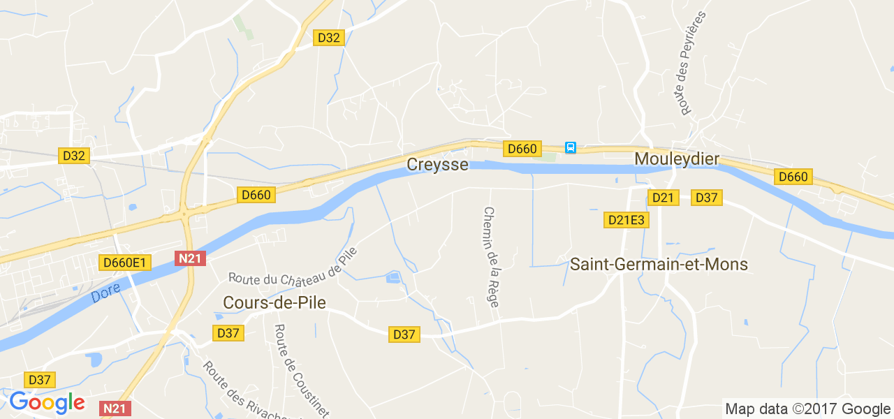 map de la ville de Creysse