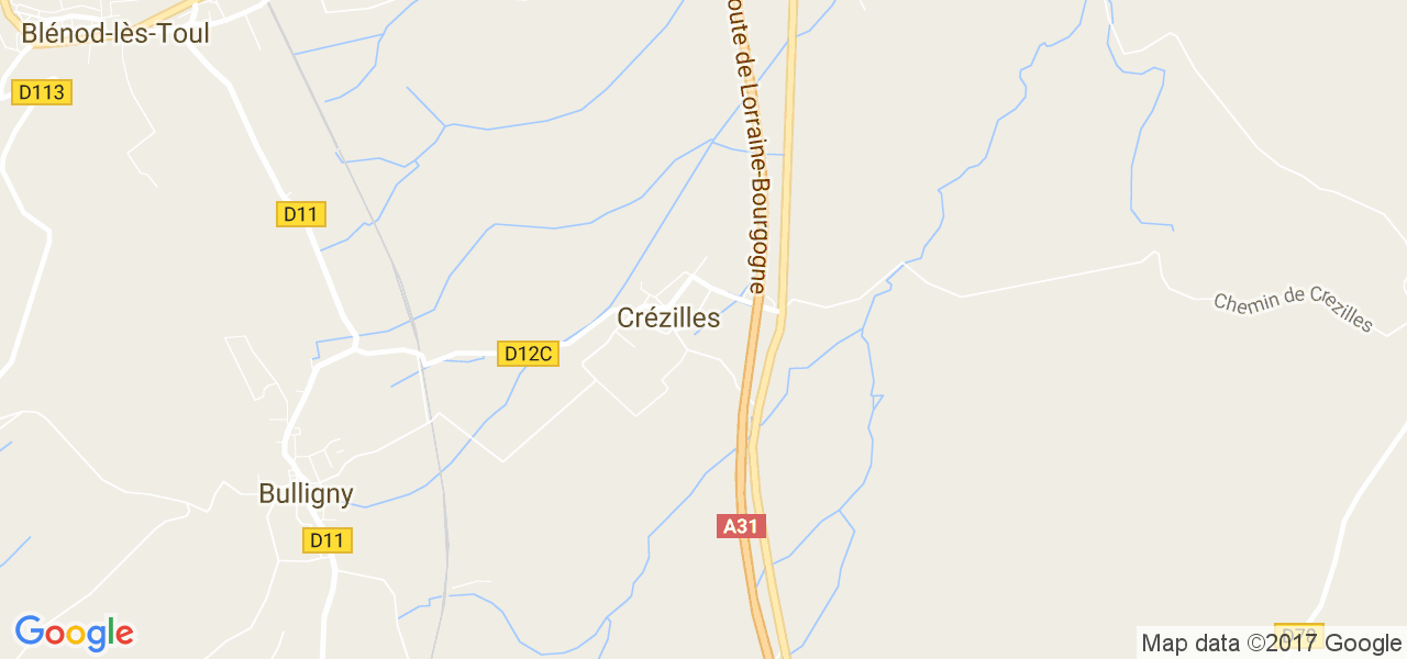 map de la ville de Crézilles