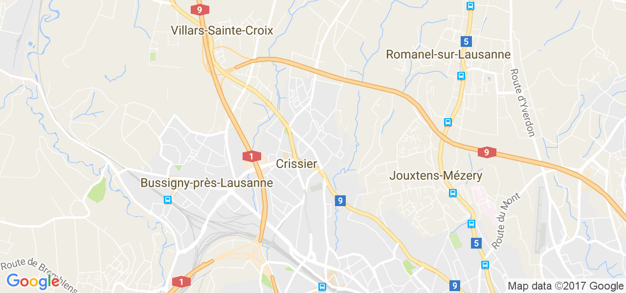 map de la ville de Crissier