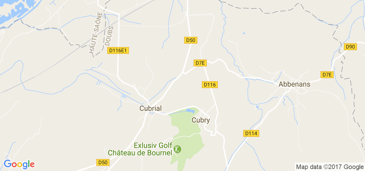 map de la ville de Cubry