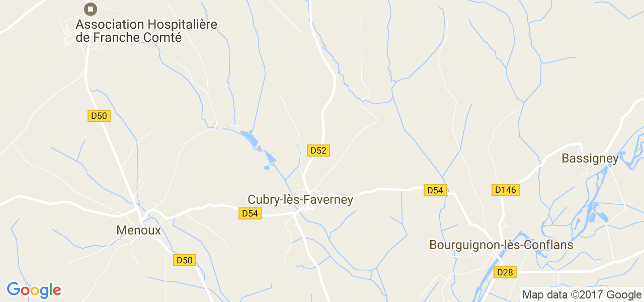 map de la ville de Cubry-lès-Faverney