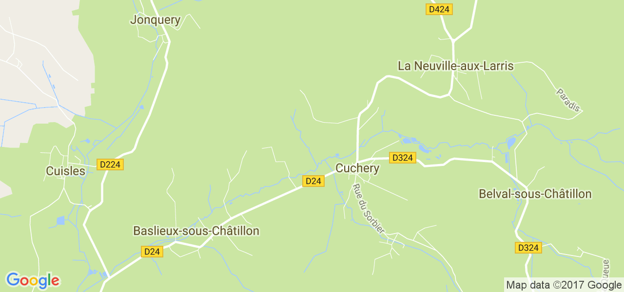 map de la ville de Cuchery