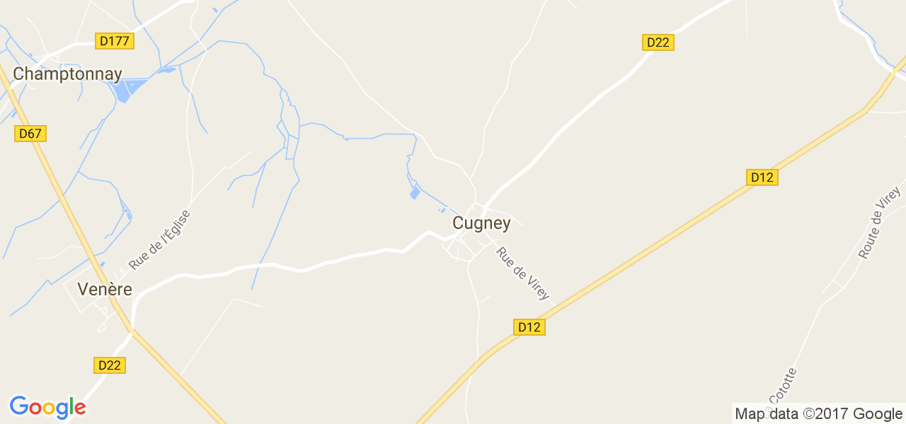 map de la ville de Cugney