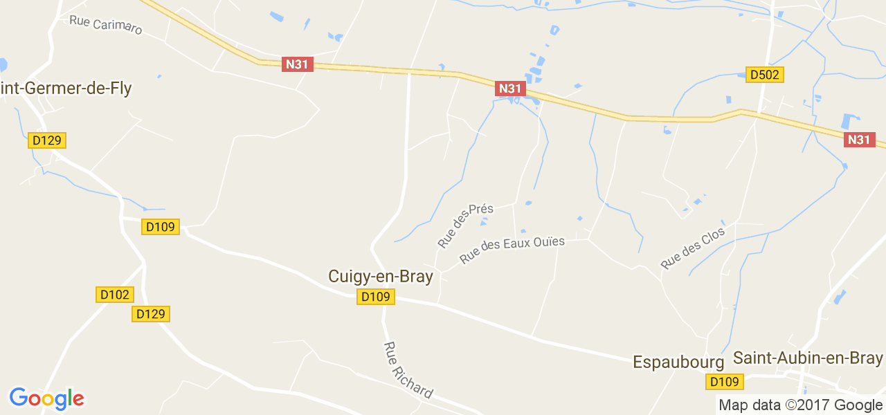 map de la ville de Cuigy-en-Bray